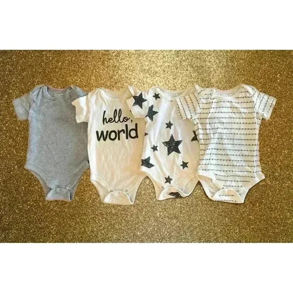 Lot Of 4. Baby Boy Bodysuit Members Mark 6 Months Multicolor (0173)